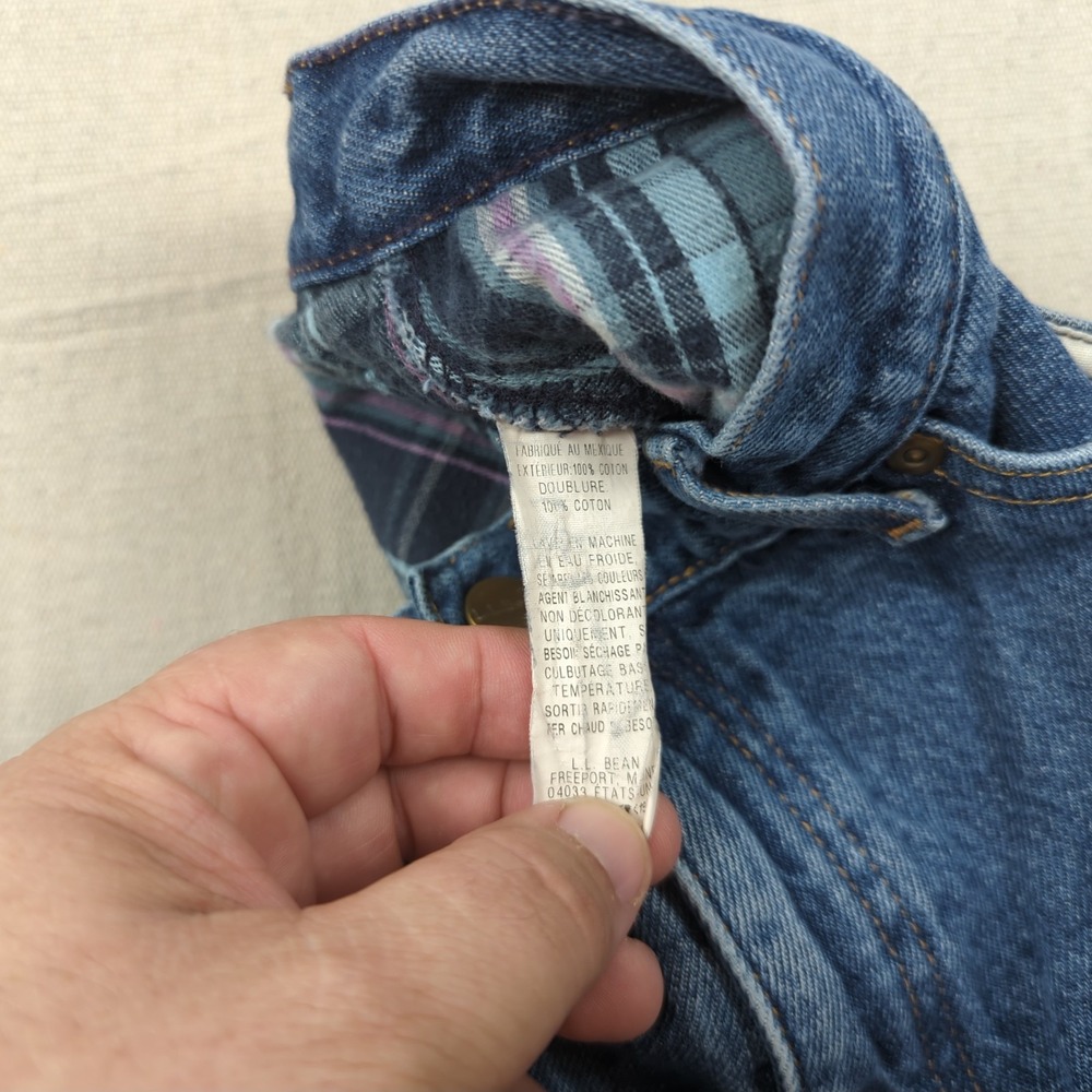 LL Bean Jeans Womens 18 Blue Flannel Lined Denim High Rise Mom - Picture 13 of 16